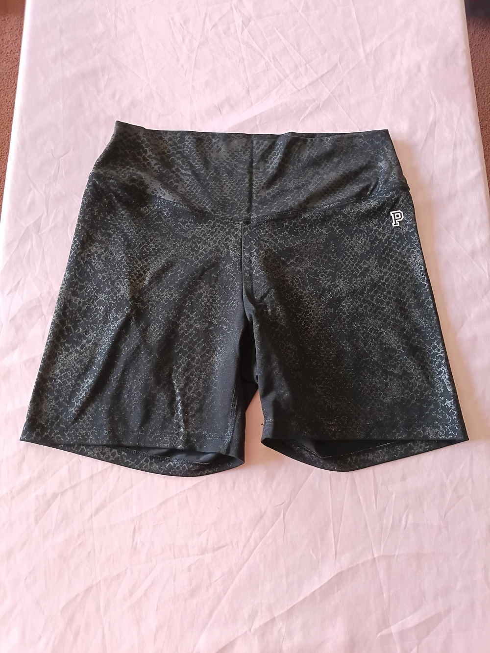 PINK Victoria's Secret Black High-Waist Performance Bike Shorts Sz. L Women's